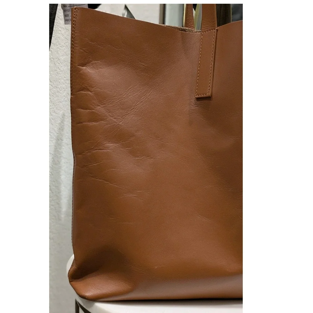 Everlane The Day Market Tote Bag Lg Cognac Brown‎ Italian Leather Minimalist